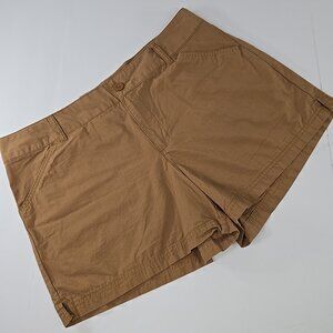 COLUMBIA Chino Shorts Women’s Size 14 Brown Cotton 4” Inseam Casual *tiny spots*